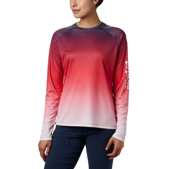 Columbia PFG Super Tidal Long Sleeve, Sudaderas Rojos Para Mujer | 672185-BCY